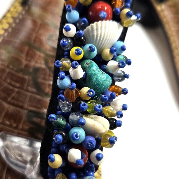 Sam Edelson Women's Beaded Leather Thong Sandals Size 6 - Picture 4 of 7